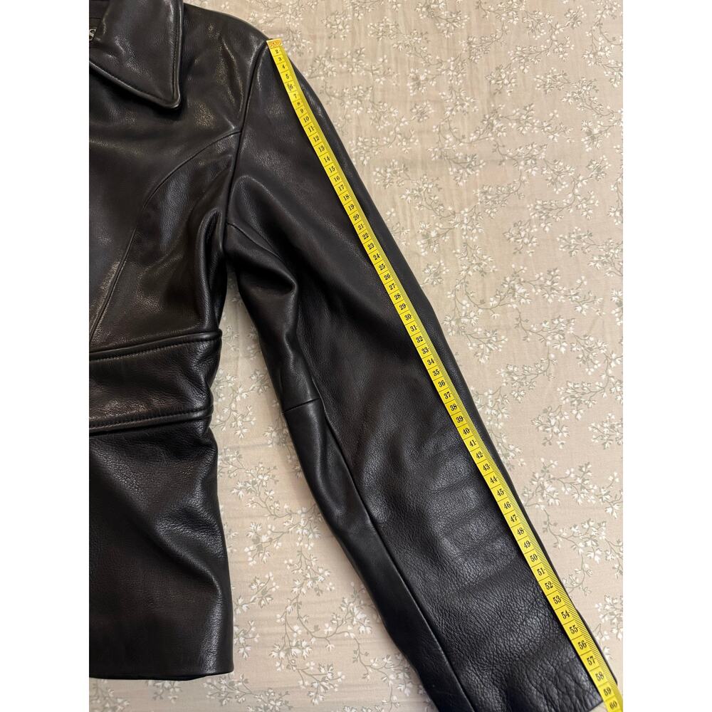 Vintage GUESS Black Leather Full-Zip Moto Biker Jacket Size M - Picture 7 of 7
